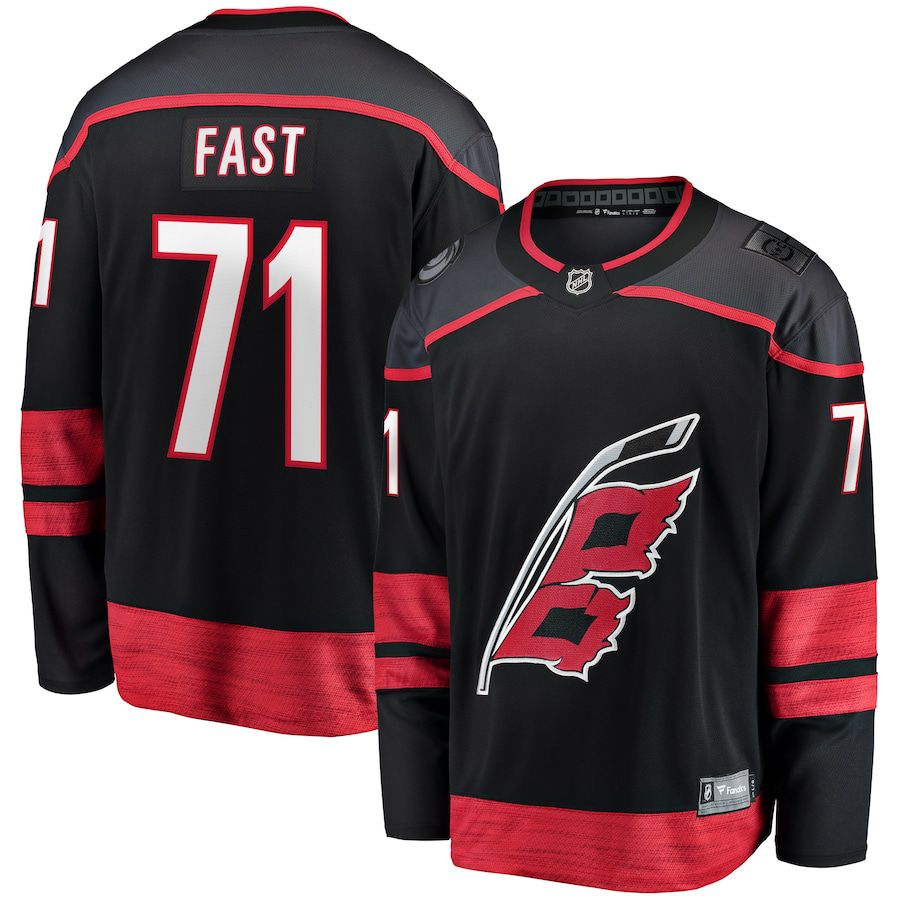 Men Carolina Hurricanes #71 Jesper Fast Fanatics Branded Black Home Breakaway NHL Jersey->carolina hurricanes->NHL Jersey